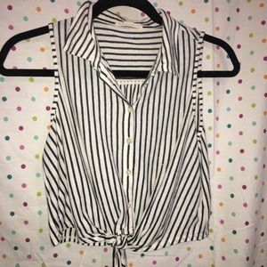 Blue & White Striped Crop Top